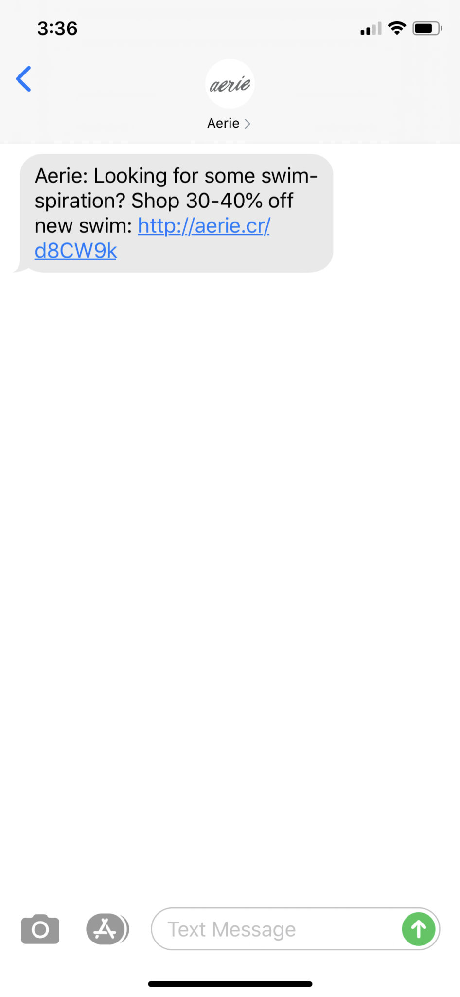 aerie text promo code