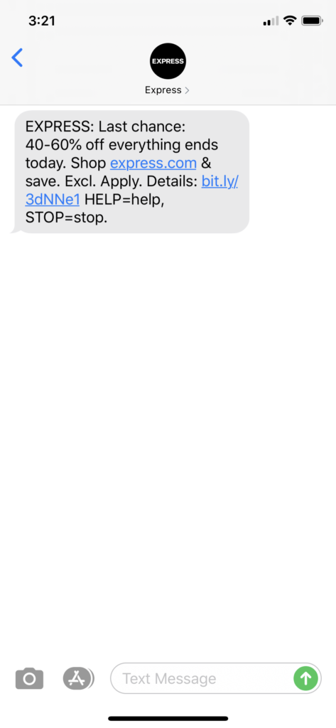 Express Text Message Marketing Example - 04.02.2020