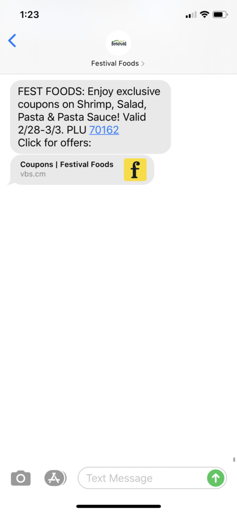 Festival Foods Text Message Marketing Example - 02.27.2020