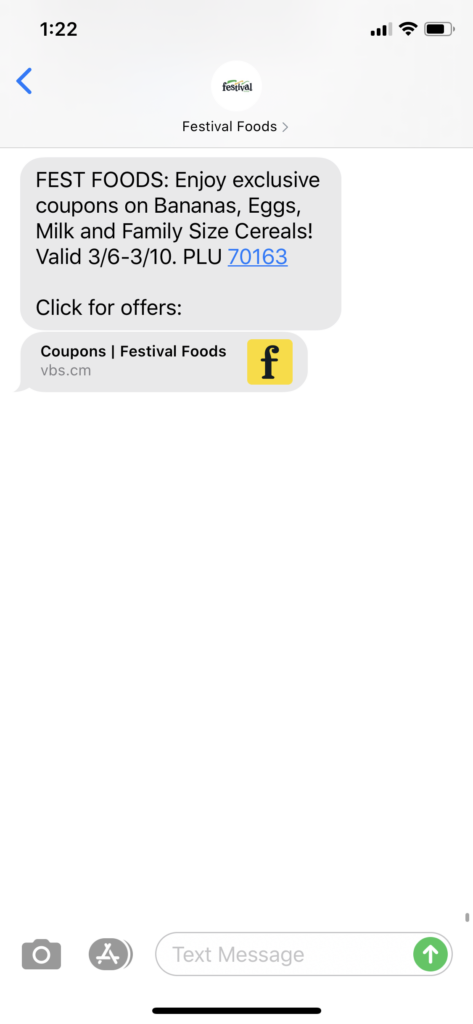 Festival Foods Text Message Marketing Example - 03.06.2020