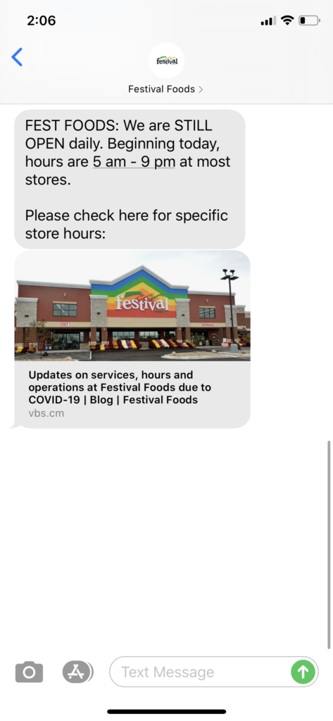 Festival Foods Text Message Marketing Example - 03.21.2020