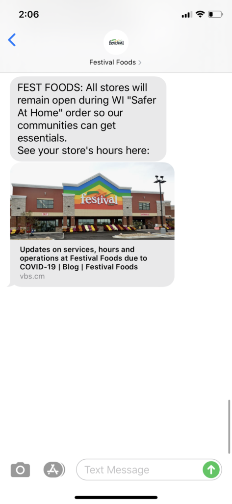 Festival Foods Text Message Marketing Example - 03.27.2020