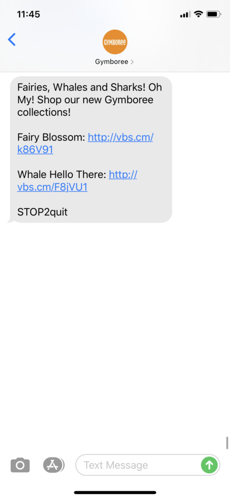 Gymboree Text Message Marketing Example - 03.20.2020