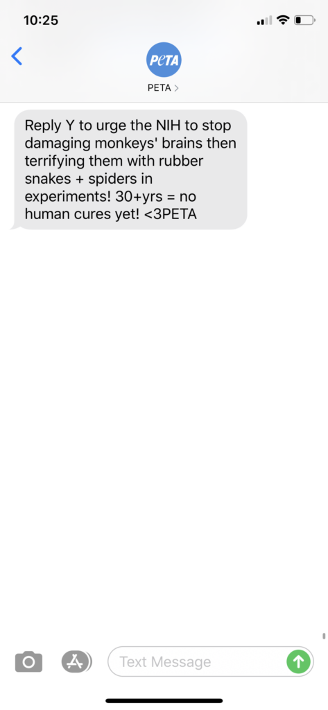PETA Text Message Marketing Example - 02.19.2020