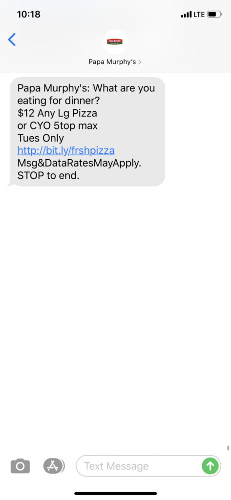 Papa Murphy’s Text Message Marketing Example - 02.04.2020