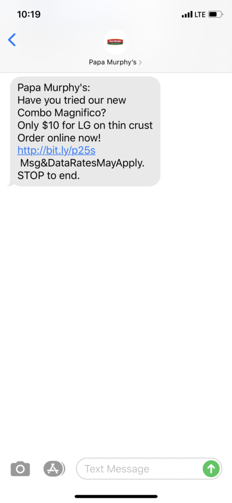 Papa Murphy’s Text Message Marketing Example - 02.20.2020