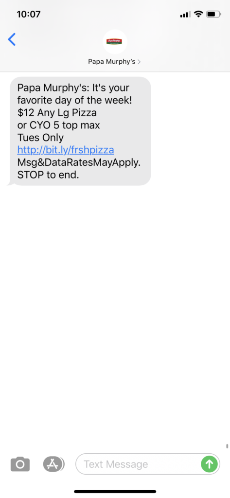 Papa Murphy’s Text Message Marketing Example - 02.25.2020