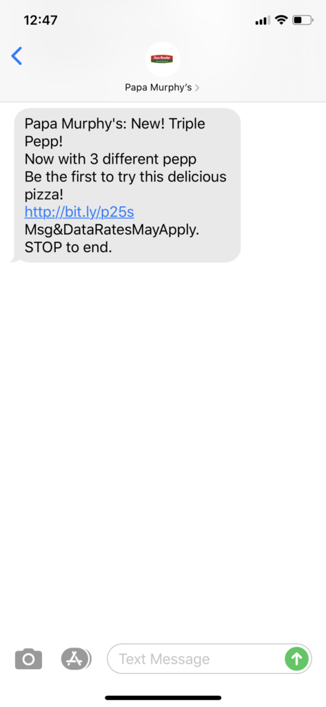 Papa Murphy’s Text Message Marketing Example - 03.12.2020