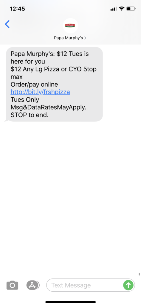 Papa Murphy’s Text Message Marketing Example - 03.24.2020