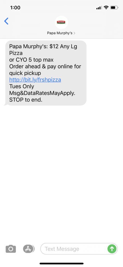 Papa Murphy’s Text Message Marketing Example - 03.31.2020
