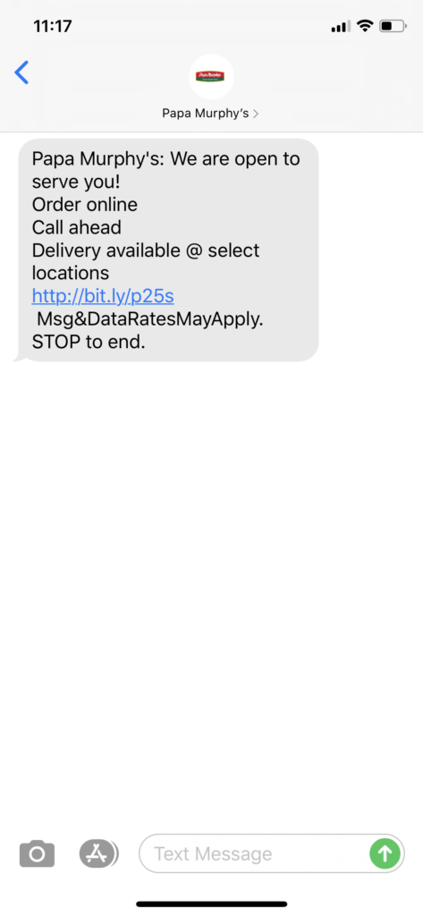 Papa Murphy’s Text Message Marketing Example - 04.06.2020