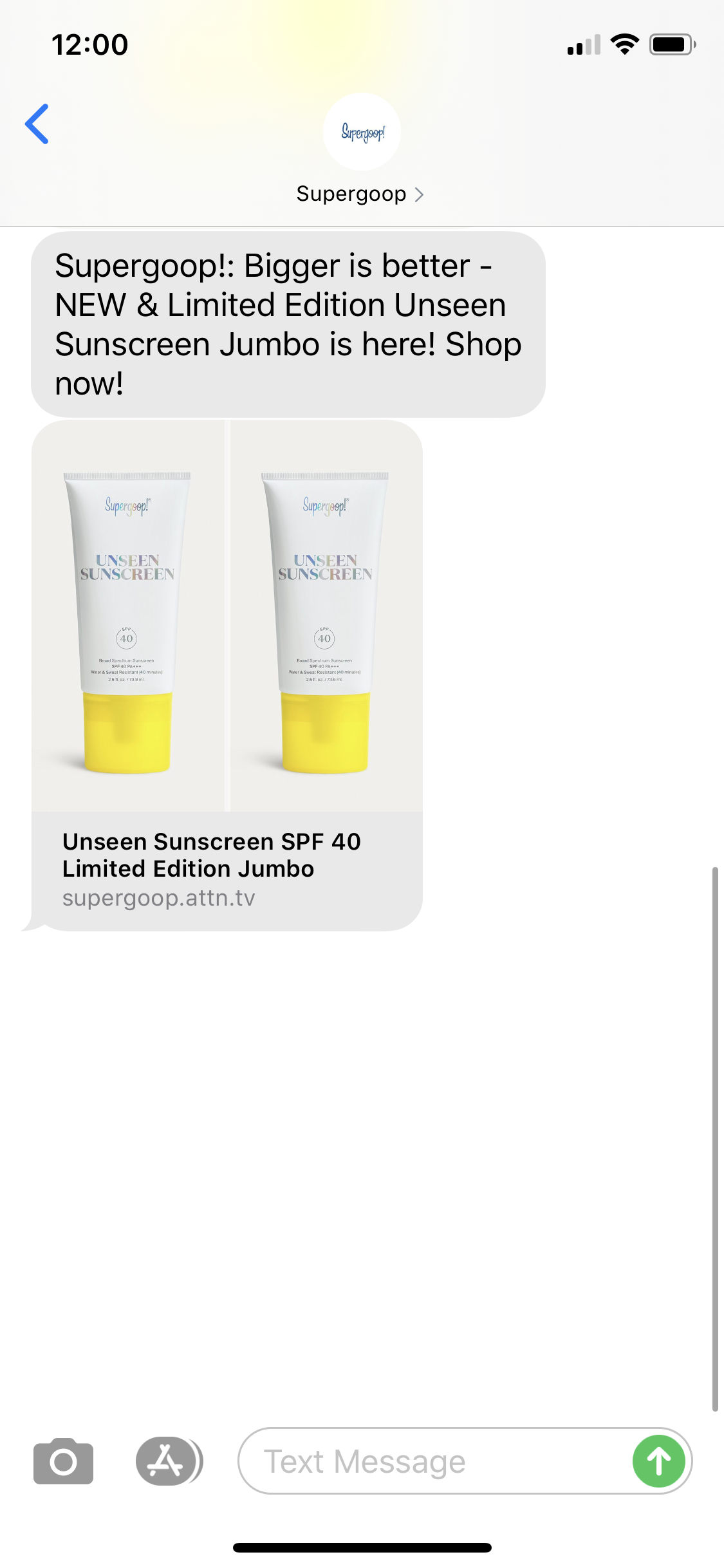 Supergoop! Text Marketing Examples | SMS Archives