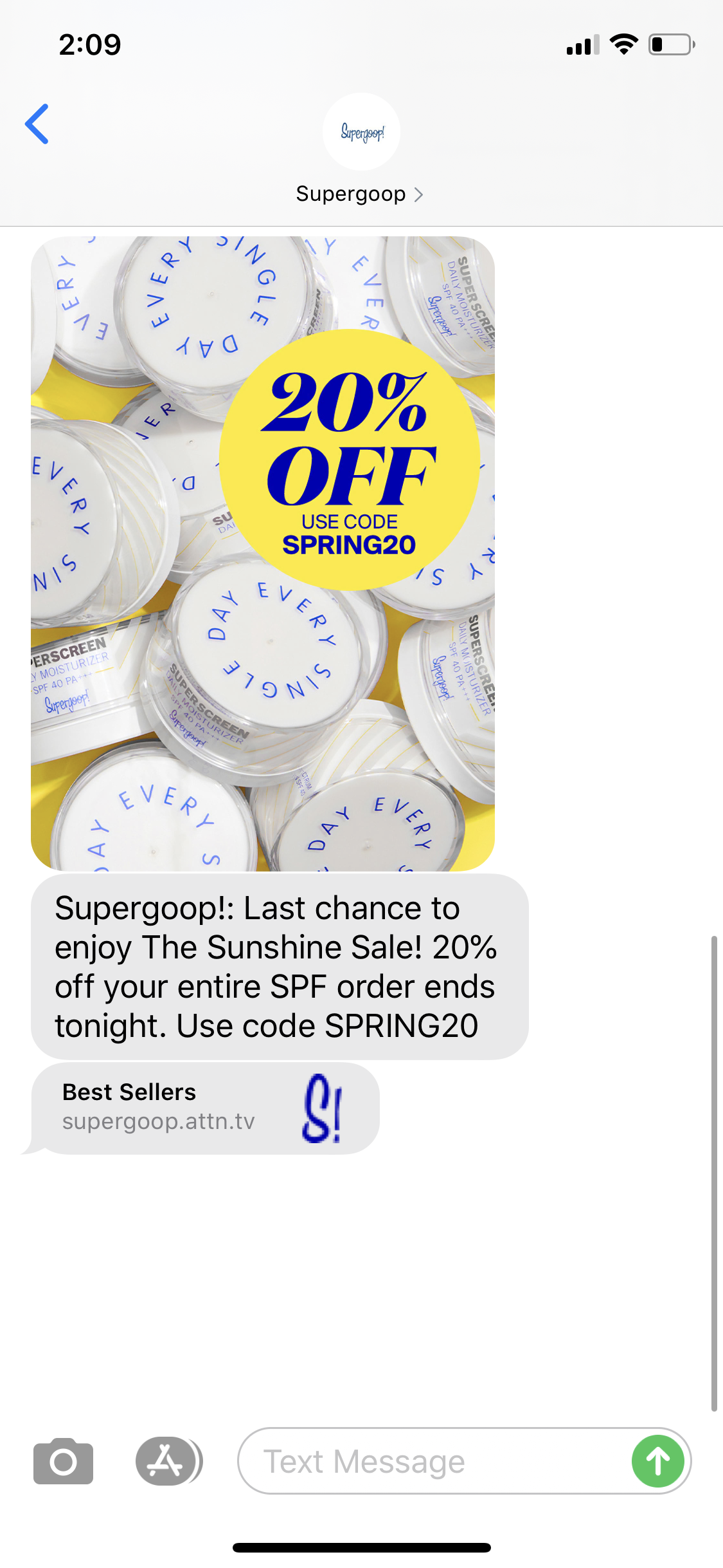 Supergoop! Text Marketing Examples | SMS Archives