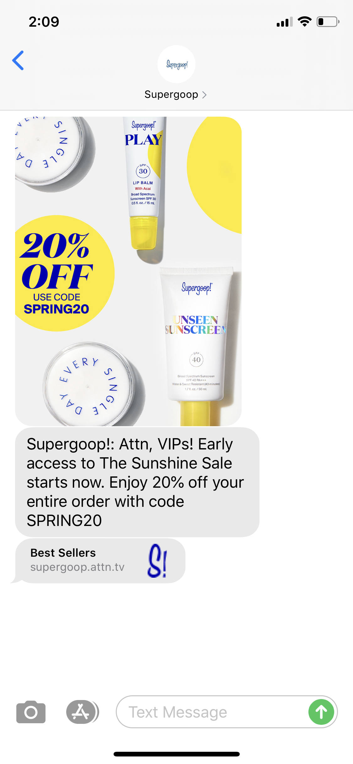 Supergoop! Text Marketing Examples | SMS Archives