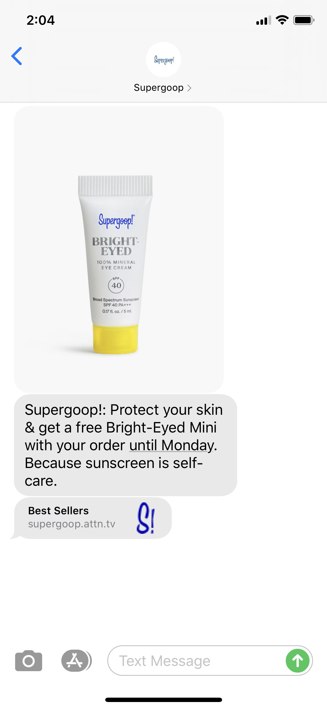 Supergoop! Text Marketing Examples | SMS Archives