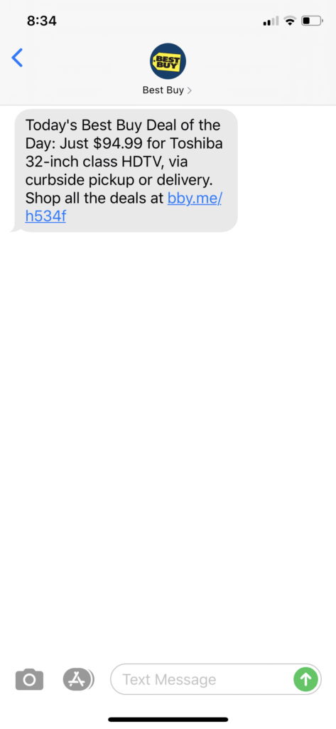 Best Buy Text Message Marketing Example - 05.24.2020