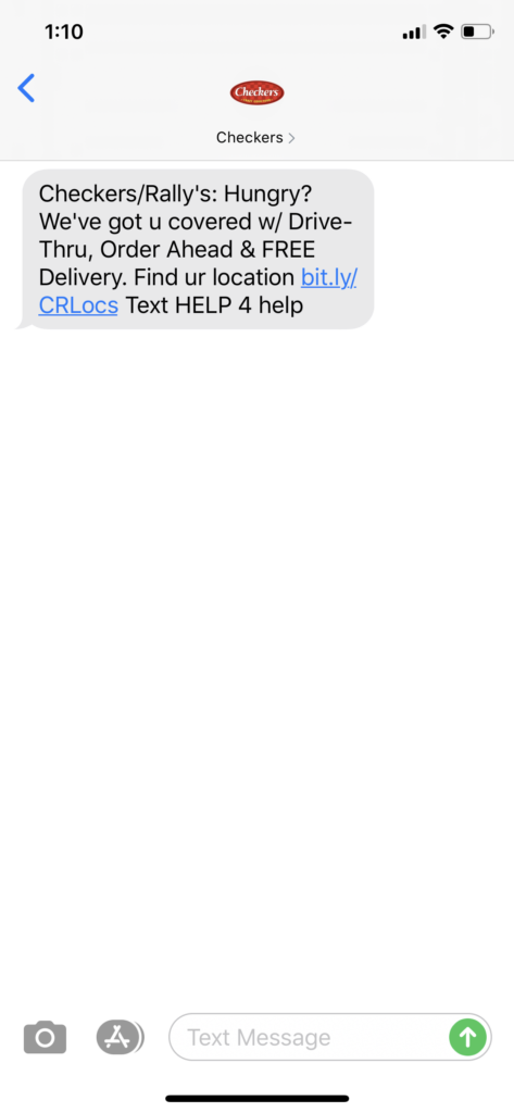 Checkers Text Message Marketing Example - 05.06.2020