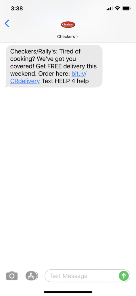 Checkers Text Message Marketing Example - 05.15.2020