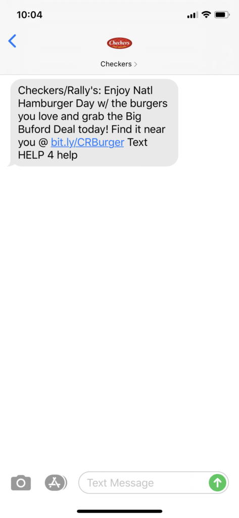 Checkers Text Message Marketing Example - 05.27.2020