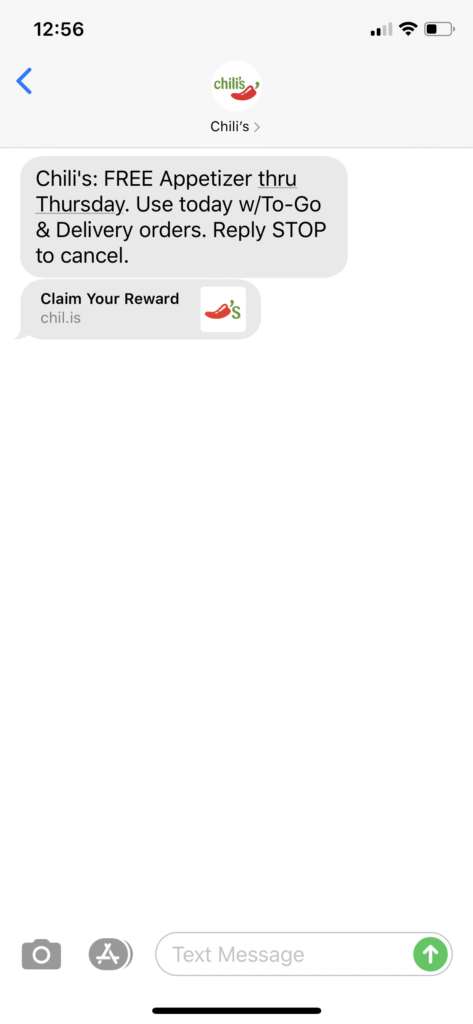 Chili’s Text Message Marketing Example - 05.05.2020
