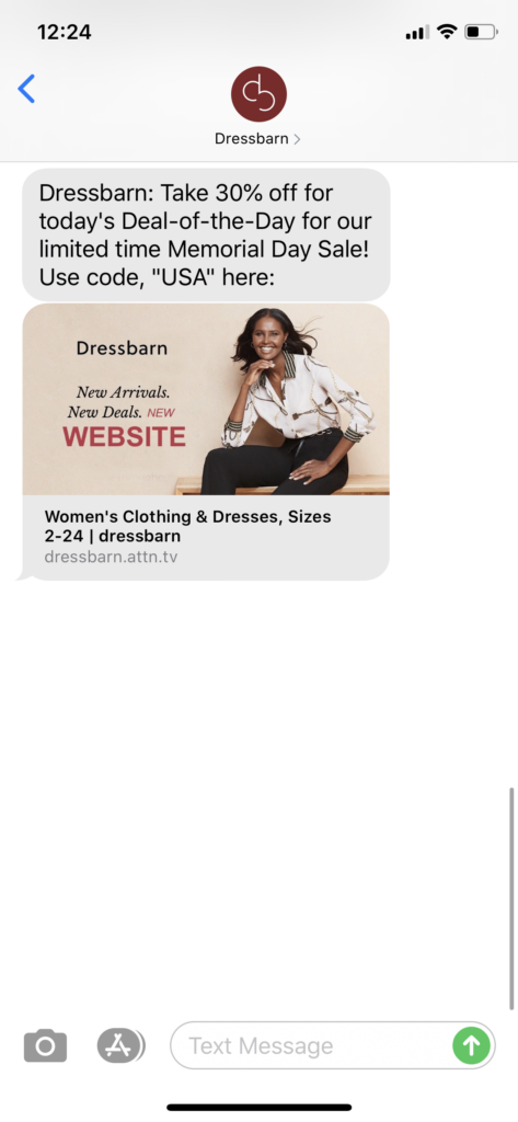 Dressbarn Text Message Marketing Example - 05.22.2020