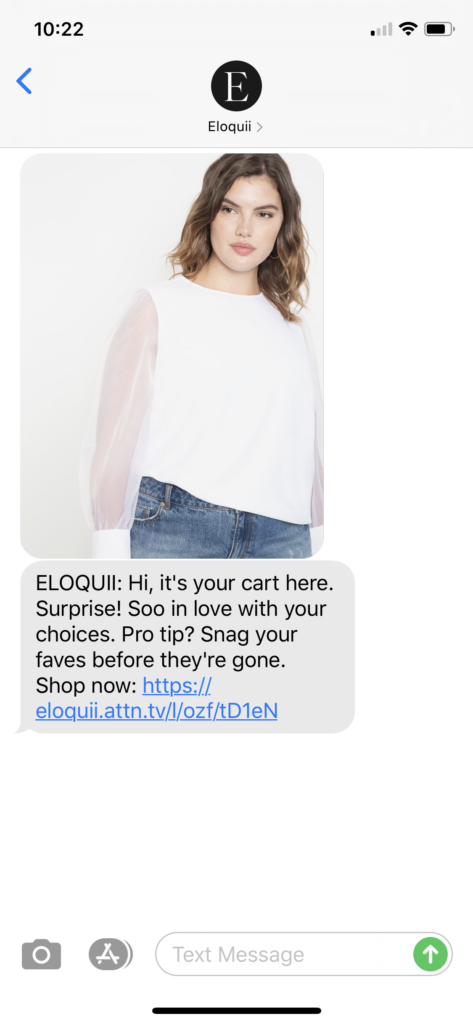 Eloquii Text Message Marketing Example - 05.27.2020