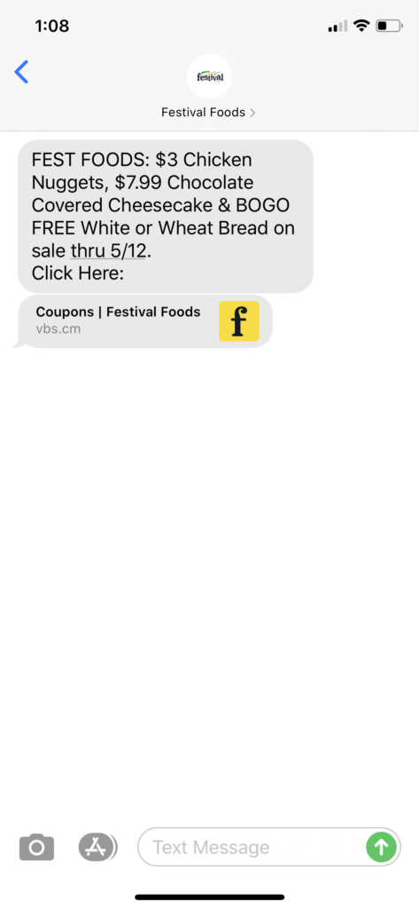 Festival Foods Text Message Marketing Example - 05.06.2020