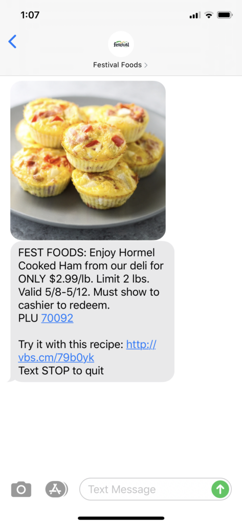 Festival Foods Text Message Marketing Example - 05.08.2020