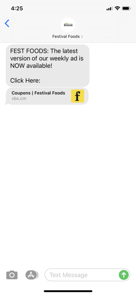 Festival Foods Text Message Marketing Example - 05.13.2020