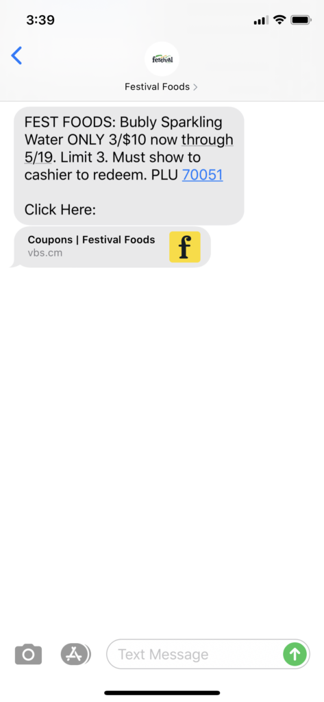 Festival Foods Text Message Marketing Example - 05.15.2020