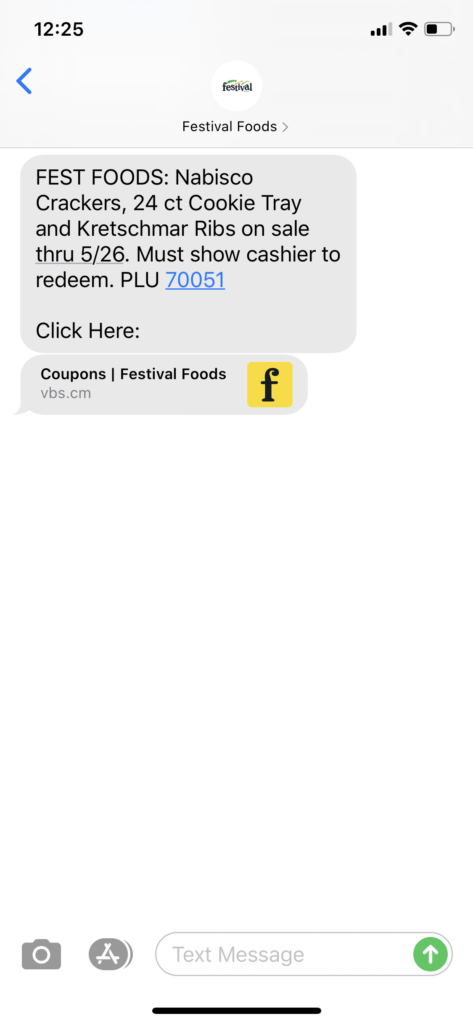 Festival Foods Text Message Marketing Example - 05.22.2020