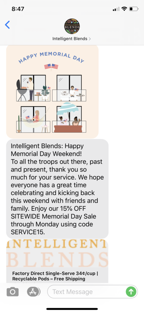 Intelligent Blends Text Message Marketing Example - 05.23.2020