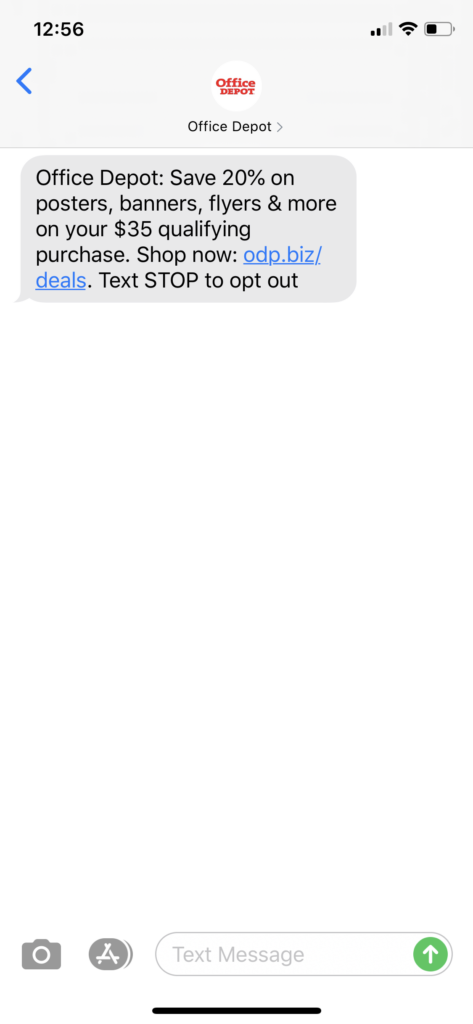 Office Depot Text Message Marketing Example - 05.05.2020