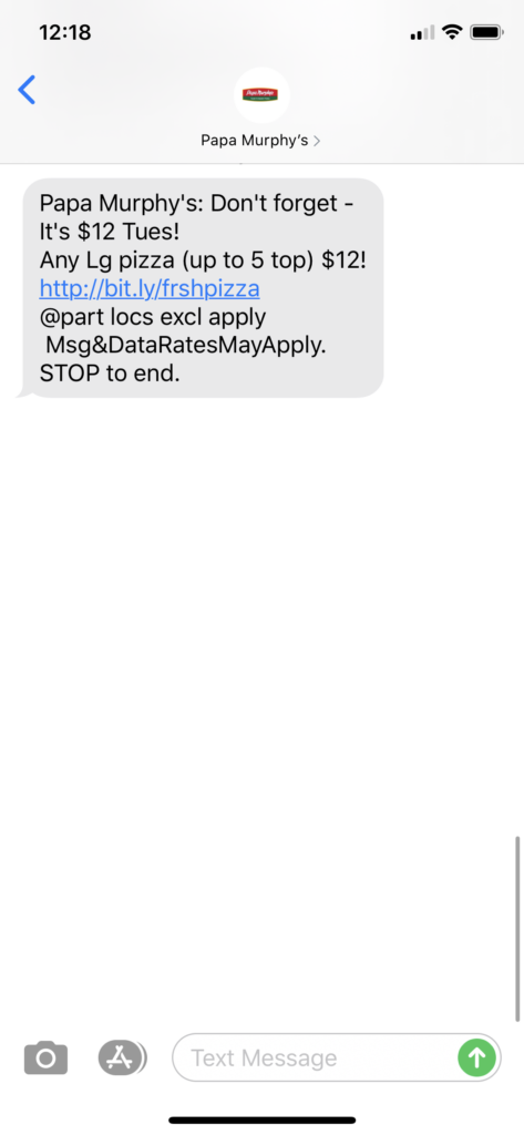 Papa Murphy’s Text Message Marketing Example - 05.12.2020