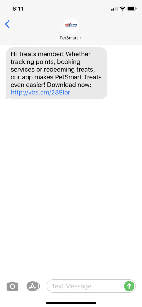 PetSmart Text Message Marketing Example - 04.27.2020