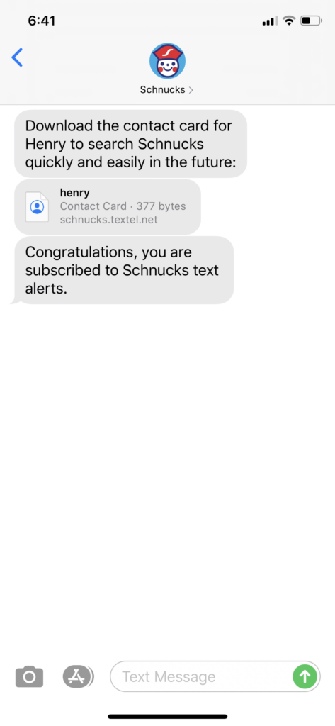 Schnucks Text Message Marketing Example - 05.21.2020