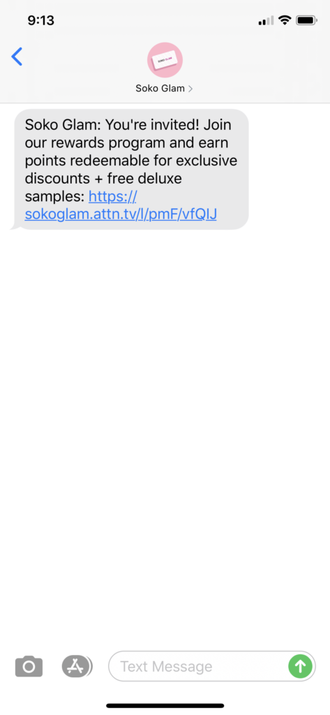 Soko Glam Text Message Marketing Example - 05.19.2020
