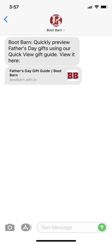 Boot Barn Text Message Marketing Example - 06.17.2020