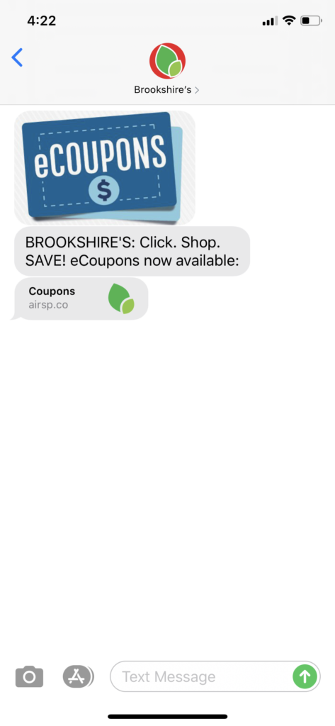 Brookshire’s Text Message Marketing Example - 05.27.2020