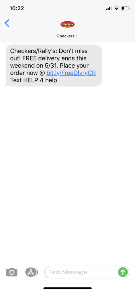 Checkers Text Message Marketing Example - 05.29.2020