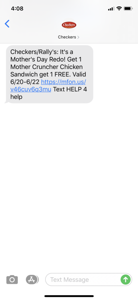 Checkers Text Message Marketing Example - 06.19.2020