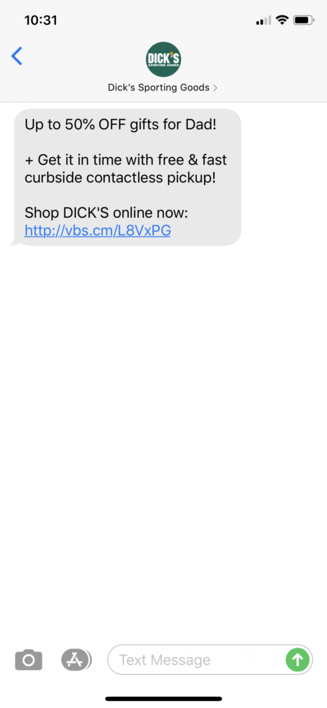 Dick’s Sporting Goods Text Message Marketing Example - 06.11.2020