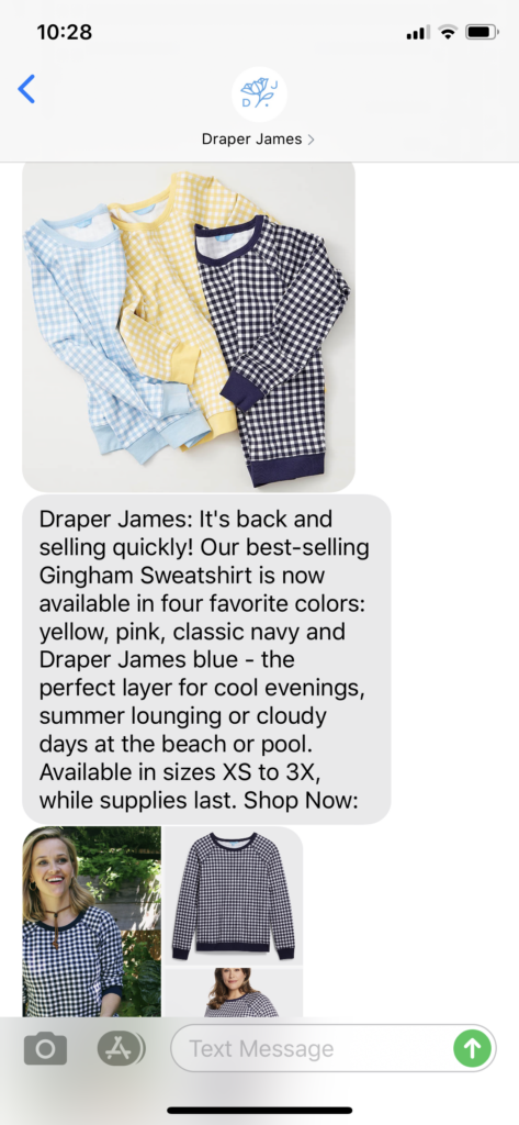 Draper James Text Message Marketing Example - 06.11.2020
