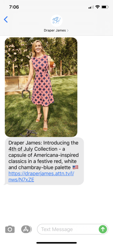 Draper James Text Message Marketing Example - 06.16.2020