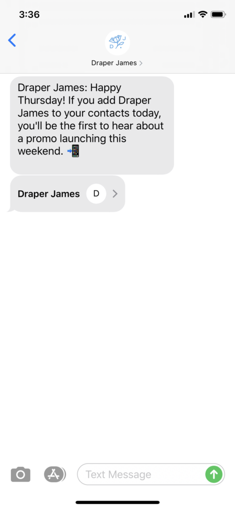Draper James Text Message Marketing Example - 06.18.2020