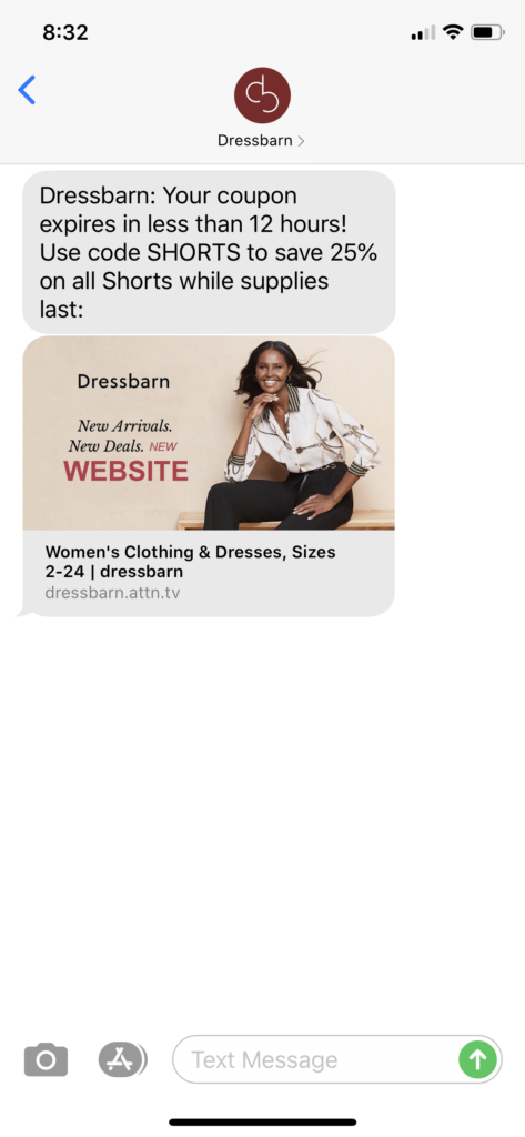 Dressbarn Text Message Marketing Example - 06.04.2020