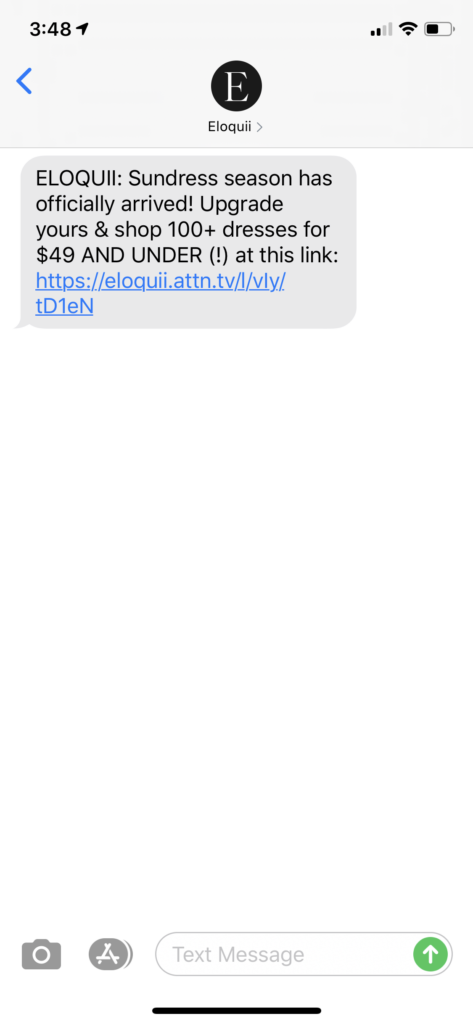 Eloquii Text Message Marketing Example - 05.29.2020