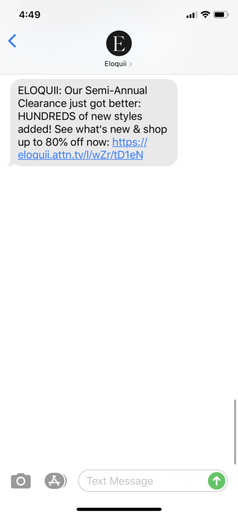 Eloquii Text Message Marketing Example - 06.22.2020