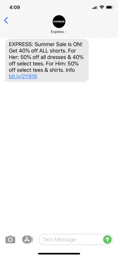 Express Text Message Marketing Example - 06.19.2020