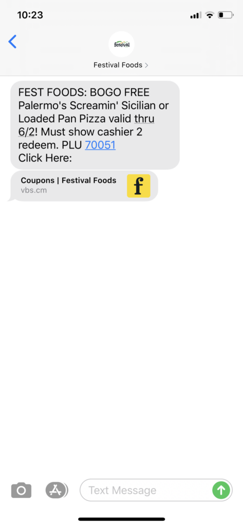 Festival Foods Text Message Marketing Example - 05.29.2020